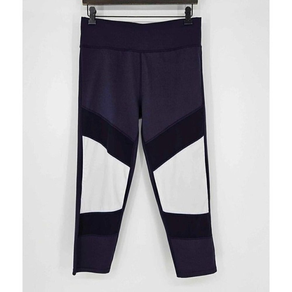Lit 26 Womens Blue White Legging Capris w/Mesh Inserts Size Lg